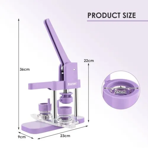 25 mm Button Maker Machine with 1000 Pieces Button Parts-Purple