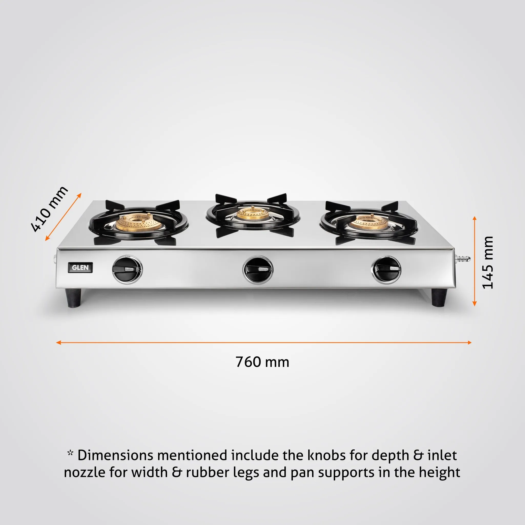 3 Burner Stainless Steel Gas Stove with High Flame Brass Burner (CT1036SSHFBB)