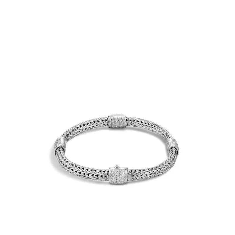 4-Station Bracelet with Diamond Pavé