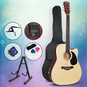 41" Acoustic Electric Guitar 5-Band EQ Stand Capo Strap Picks - Alpha