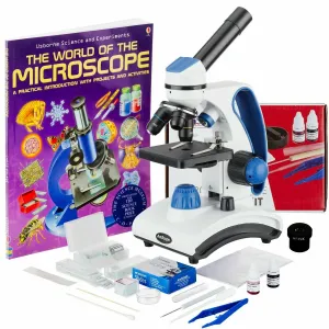 AmScope M162 Series Portable Metal Frame Student Compound Microscope 40X-1000X Magnification With Dual Lens LED And Complete Accessories