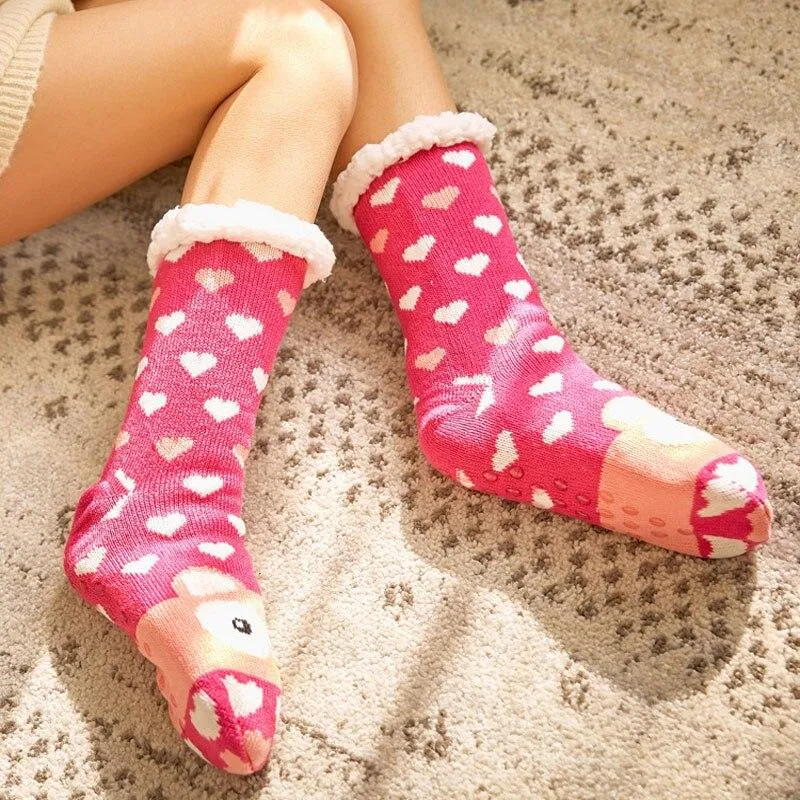 Animal Cartoon Design Non-Slip Plush  Best Socks For Women