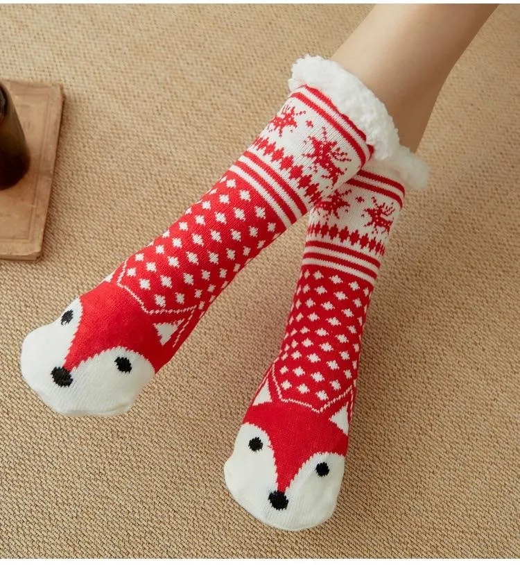 Animal Cartoon Design Non-Slip Plush  Best Socks For Women