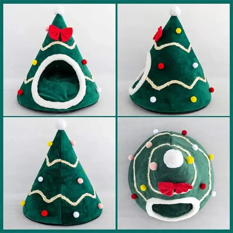 AnniePaw Christmas Tree Cat Bed - Warm Washable Pet House