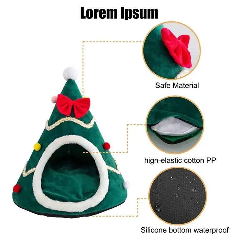 AnniePaw Christmas Tree Cat Bed - Warm Washable Pet House