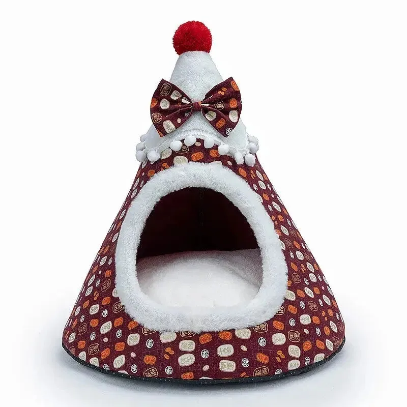 AnniePaw Christmas Tree Cat Bed - Warm Washable Pet House