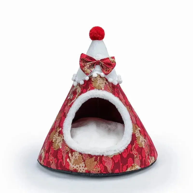 AnniePaw Christmas Tree Cat Bed - Warm Washable Pet House