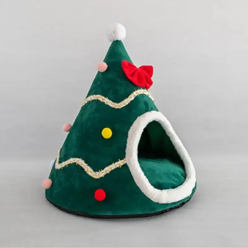 AnniePaw Christmas Tree Cat Bed - Warm Washable Pet House