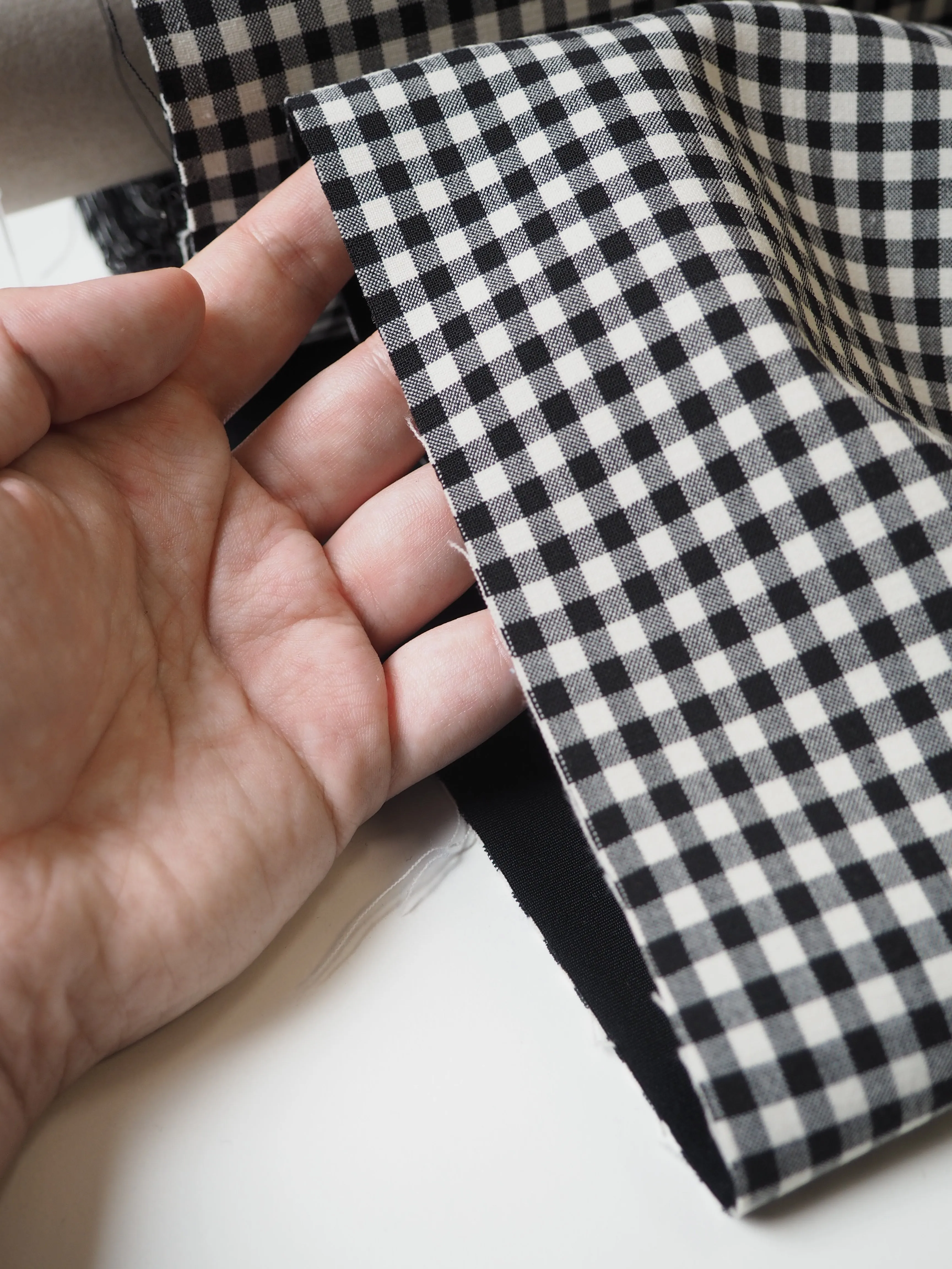 B W Wool Gingham Bonded Jersey