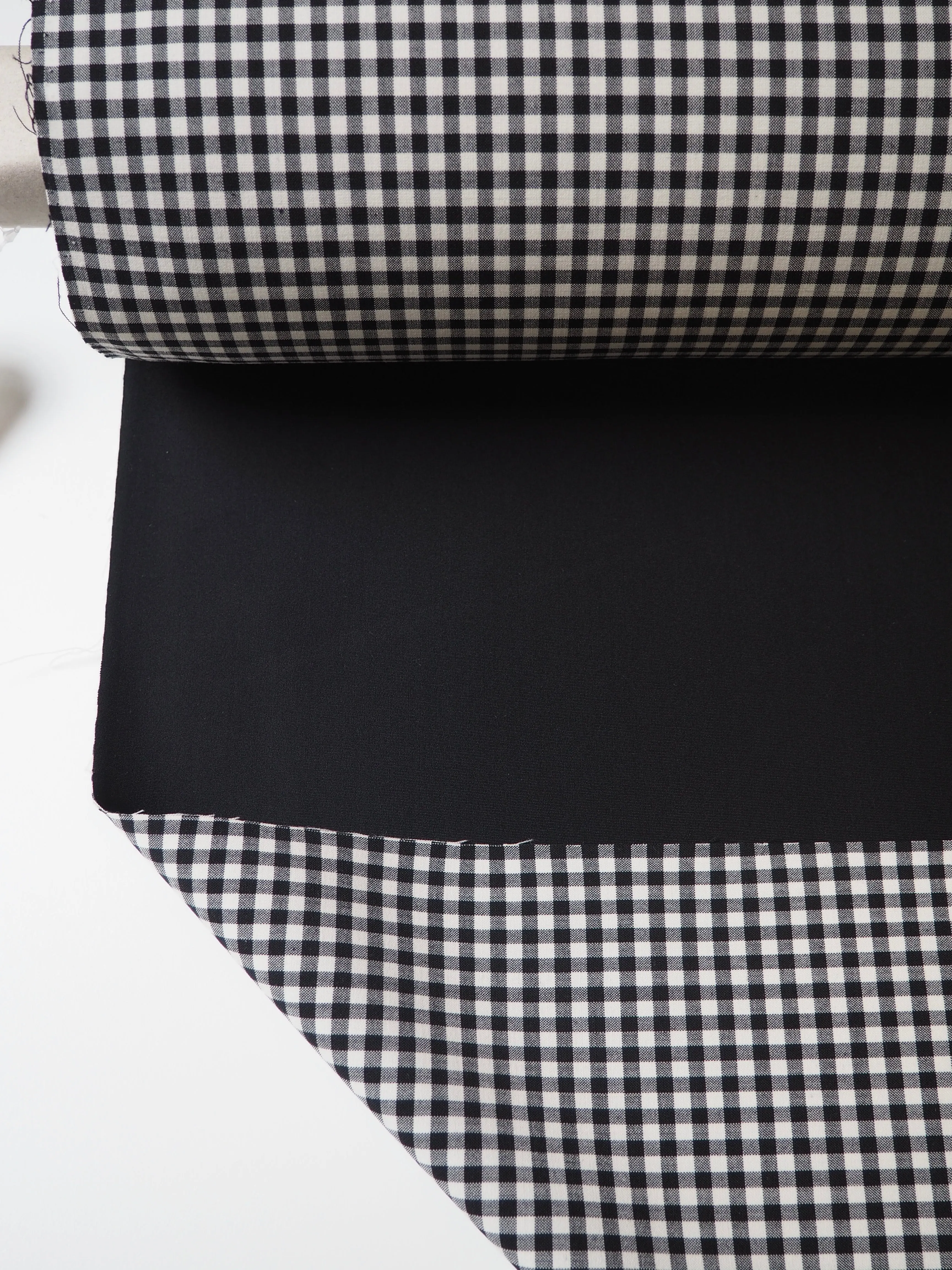 B W Wool Gingham Bonded Jersey