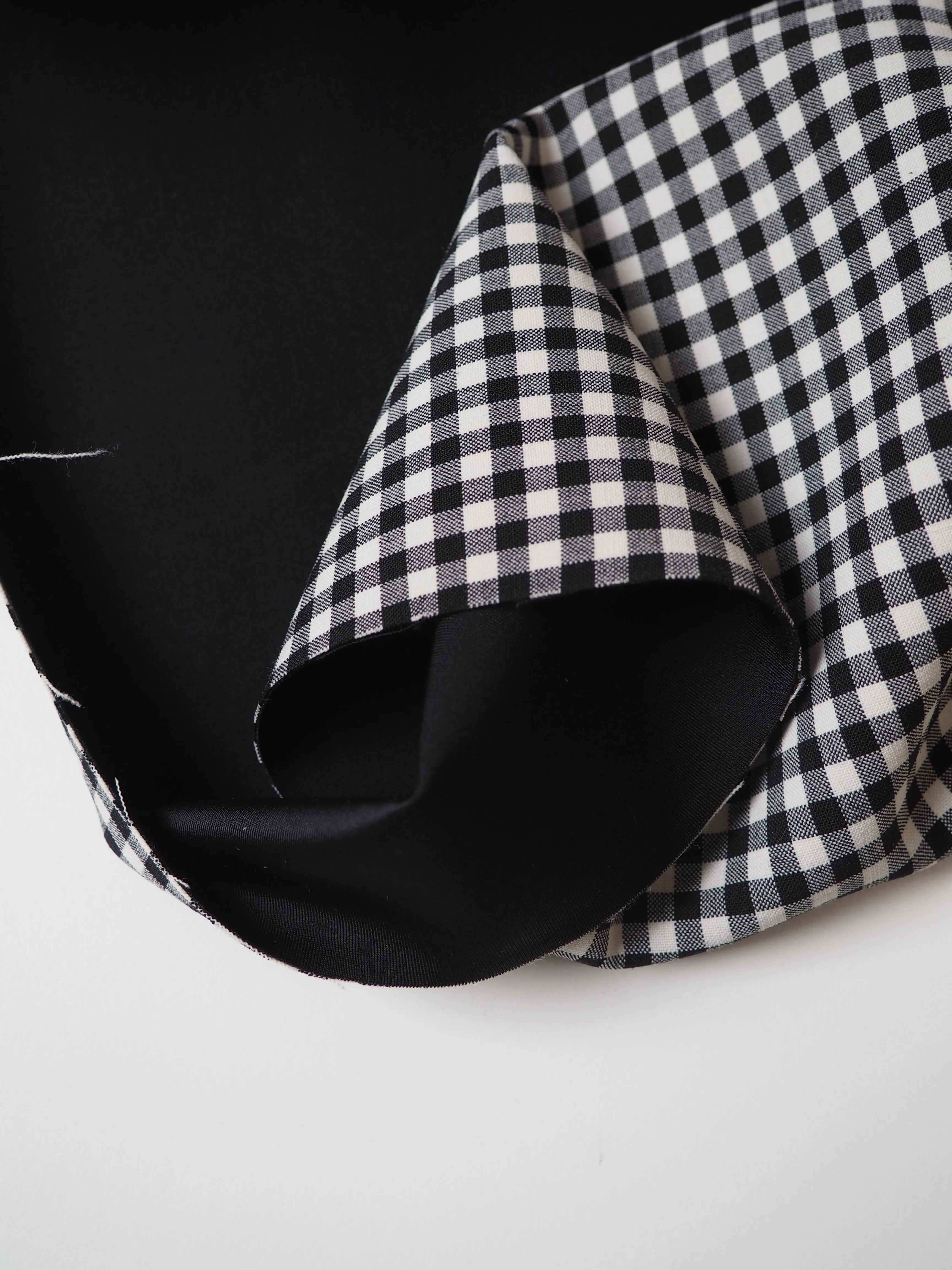 B W Wool Gingham Bonded Jersey