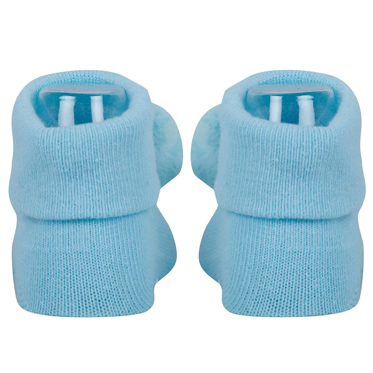 Baby Moo Animal 3D Rattle Anti-Skid Socks Booties Pack of 2 - Blue, Peach