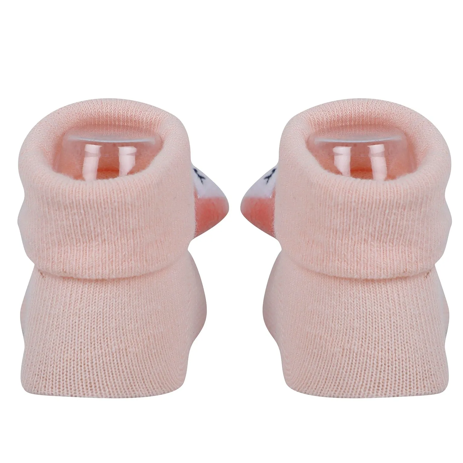 Baby Moo Animal 3D Rattle Anti-Skid Socks Booties Pack of 2 - Blue, Peach