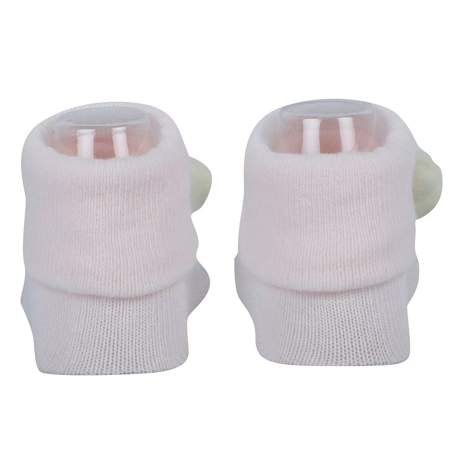 Baby Moo Bear And Bunny 3D Rattle Anti-Skid Socks Booties Pack of 2 - Pink, Purple