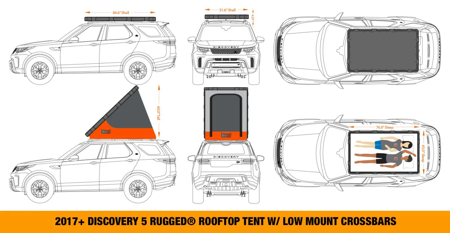 BadAss Rugged Rooftop Tent For Land Rover Discovery 5 2017-2022