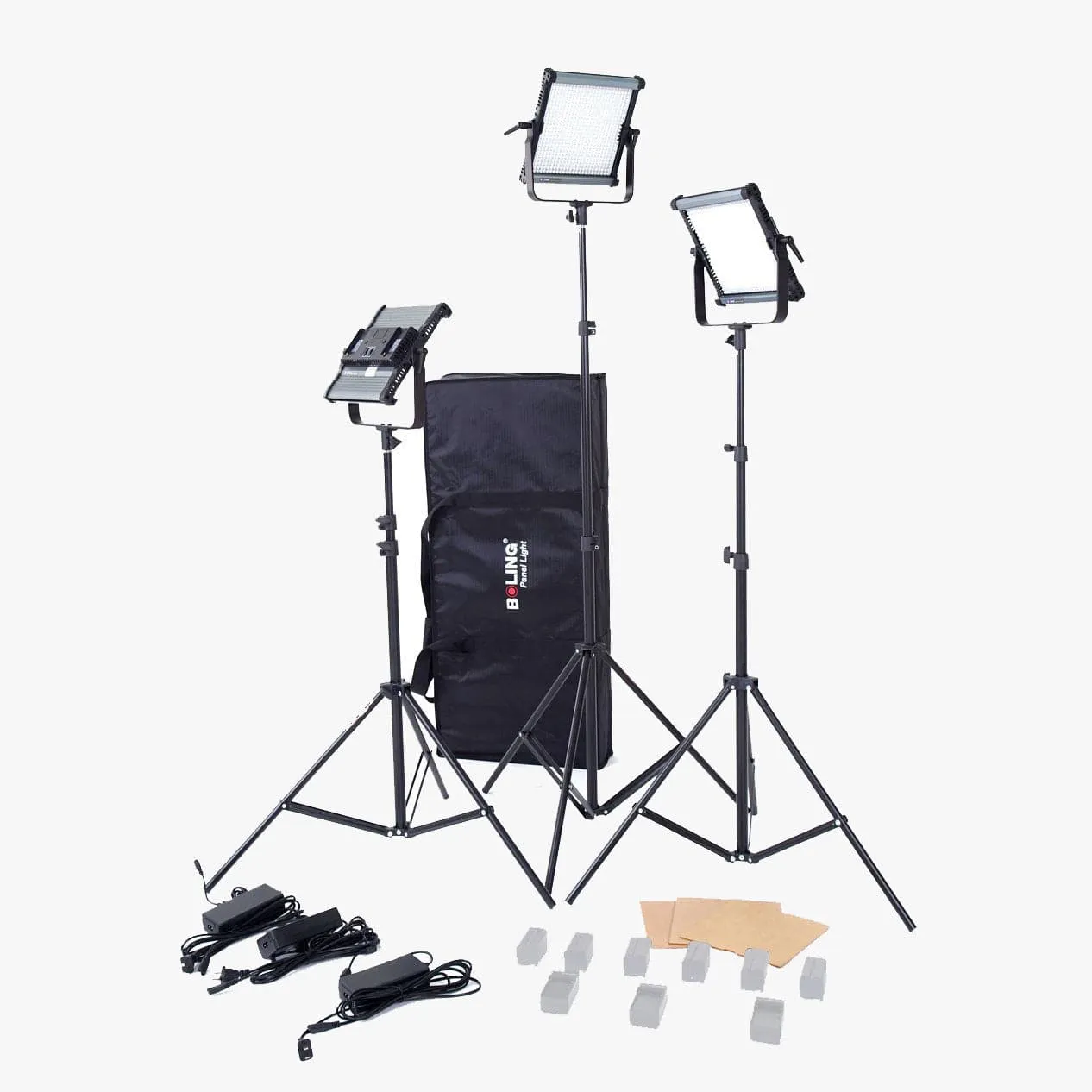 Boling 3x 2220P LED Video & Photography Continuous Portable Lighting Kit (11,400 Lumens at 1M)