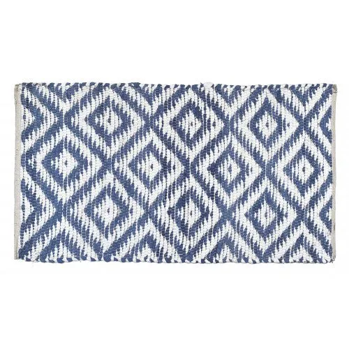 BRAIDED FLOOR MAT, COTTON BLUE-- 30X48"