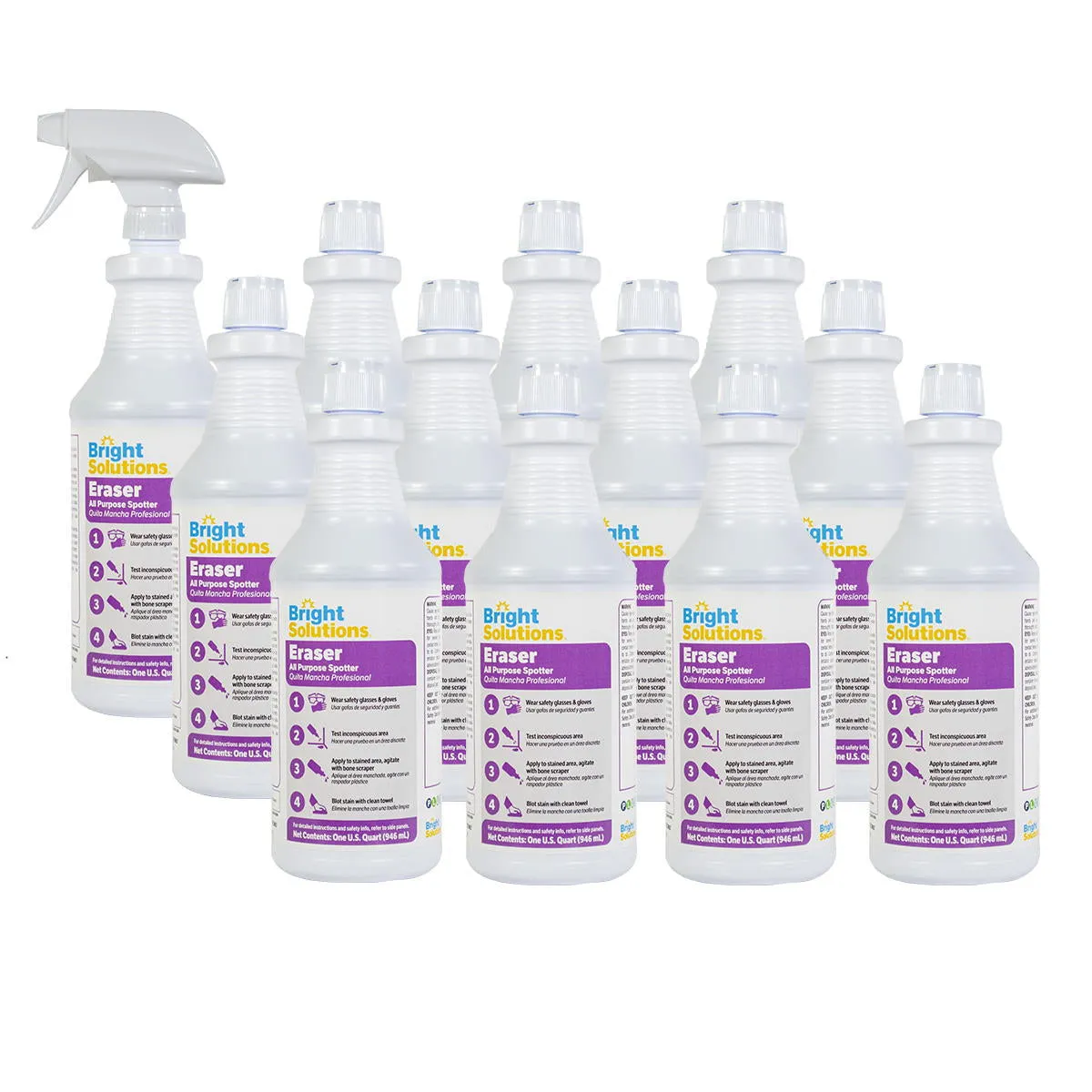 Bright Solutions® 'Eraser' All Purpose Spotter (32 oz Spray Bottles) - Case of 12