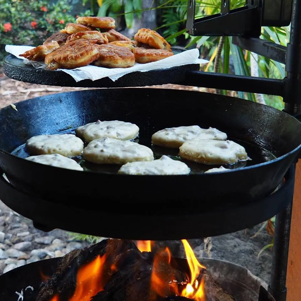 Camping Fire Pit, Hot Plate & Grill with BBQ Pan & Cradle