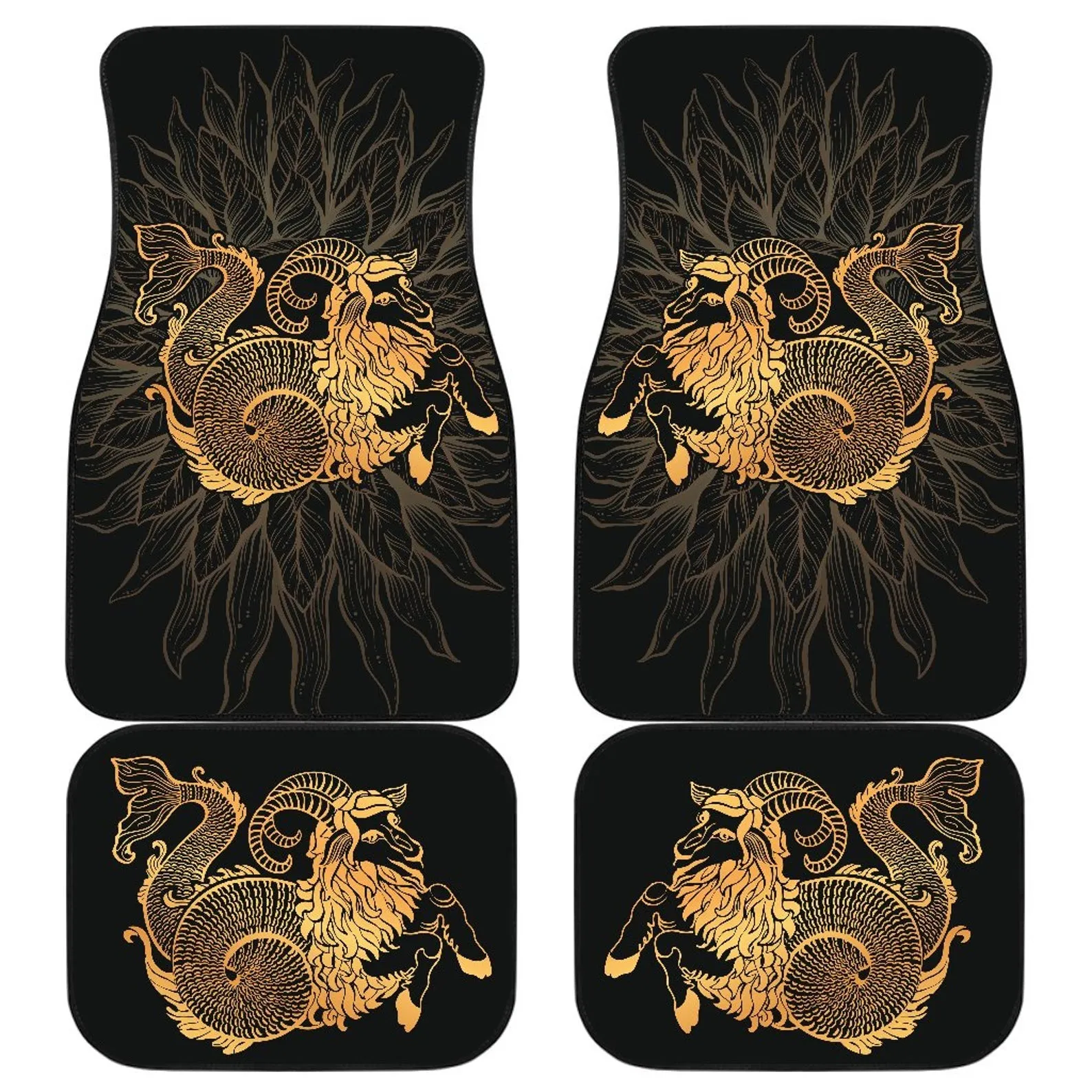 Capricorn Zodiac Front And Back Car Mats, Capricorn Car Floor Mats Set, Goat Lover Gift, Custom Full Car Mat Set, New Car Floor Accessories