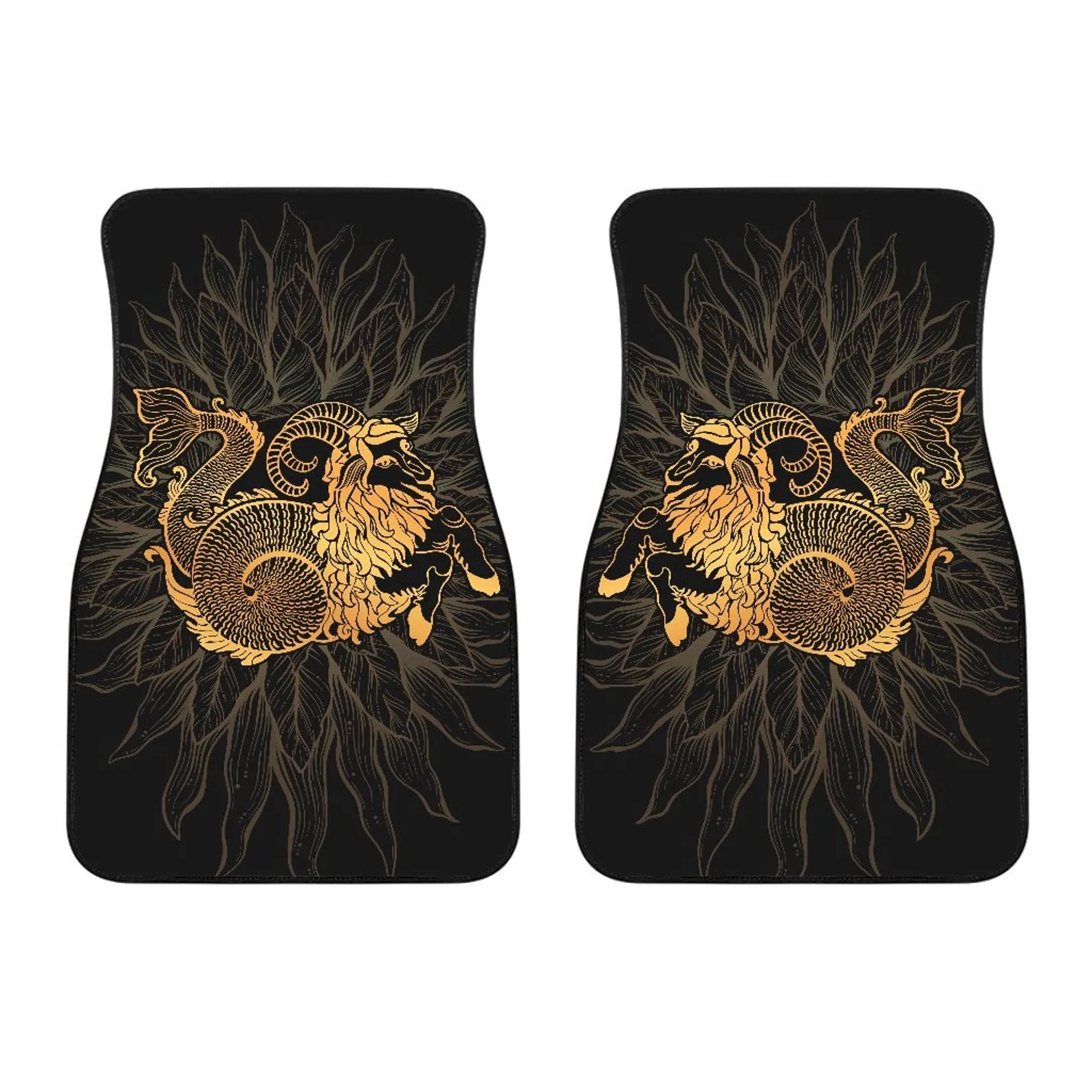 Capricorn Zodiac Front And Back Car Mats, Capricorn Car Floor Mats Set, Goat Lover Gift, Custom Full Car Mat Set, New Car Floor Accessories