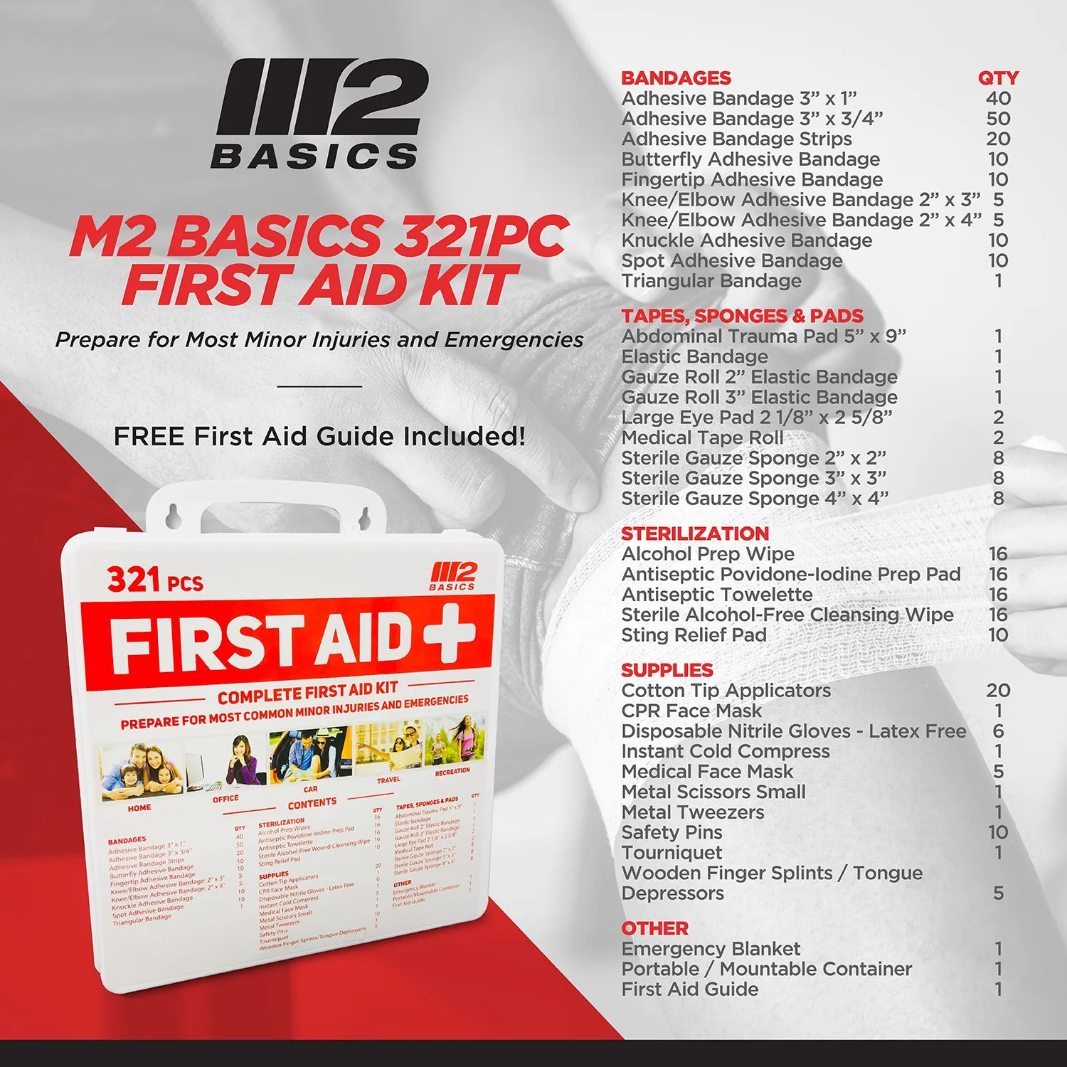 Complete 321 Piece Emergency First Aid Kit | Business & Home Medical Supplies