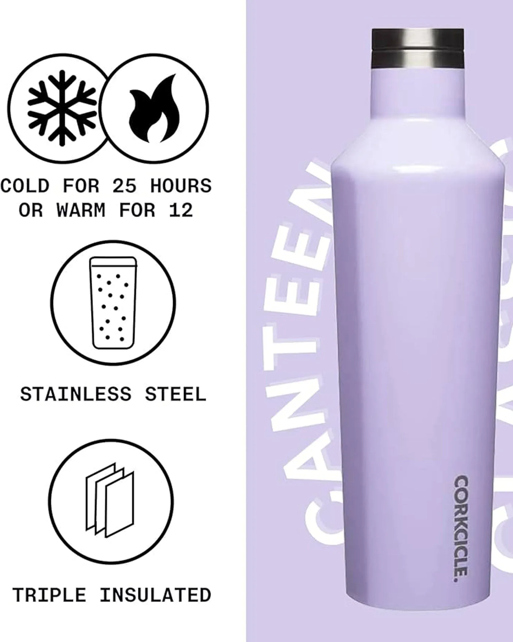 Corkcicle 16oz Canteen Bottle Lilac