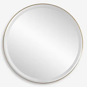 Crafton Lighted Round Brass Mirror