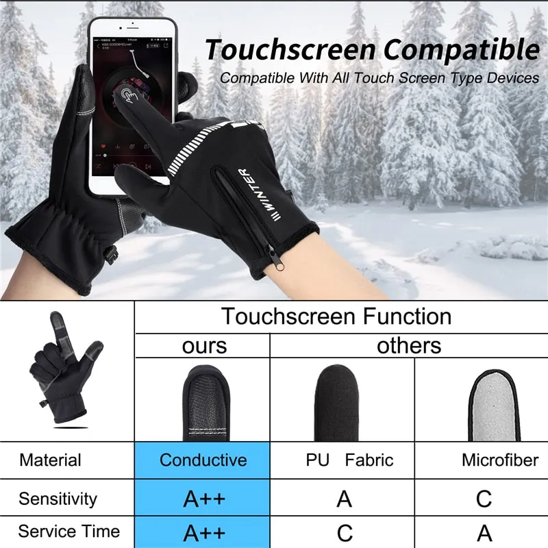 Cycling Gloves Winter Fleece Thermal MTB Bike Gloves Touch Screen Outdoor Camping Hiking Motorcycle Bicycle Gloves