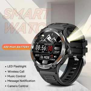 EIGIIS 3 ATM Waterproof Smart Watch for Men with Strong Light, Compass, 1.53 Inch IPS Screen, 500 mAh Big Battery, 100  Sports, Support Sports Record (Steps, Distance, Calorie Counting), For iPhone Android, Holiday Gifts