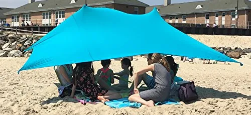 eZthings UV Light Sun Shade Protection Beach Shelters - Lightweight Tent Canopy with Sandbag Anchors