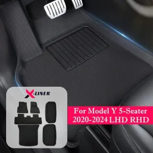 For Tesla Model Y 2020-2024 5-Seater RHD LHD Floor Mats XPE Fully Anti-Slip All-Weather Trunk Mats for Model Y Car Floor Liners