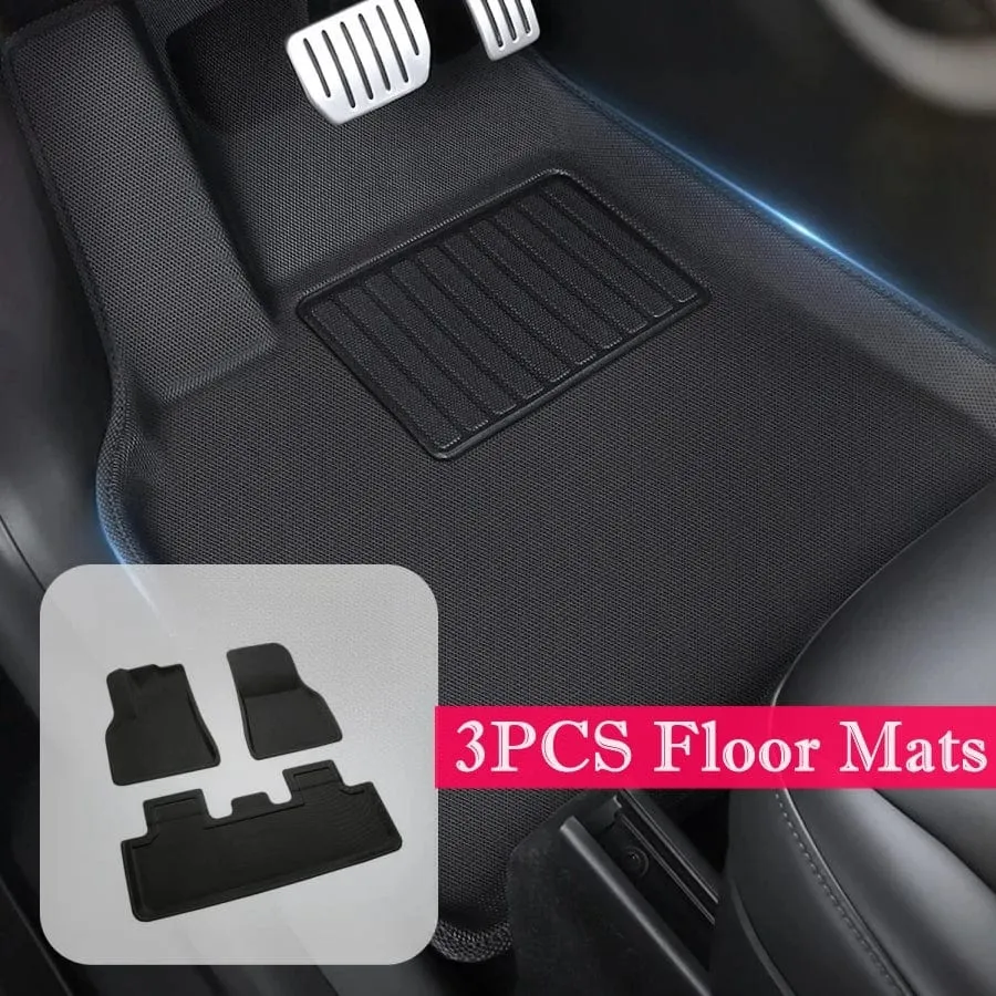 For Tesla Model Y 2020-2024 5-Seater RHD LHD Floor Mats XPE Fully Anti-Slip All-Weather Trunk Mats for Model Y Car Floor Liners