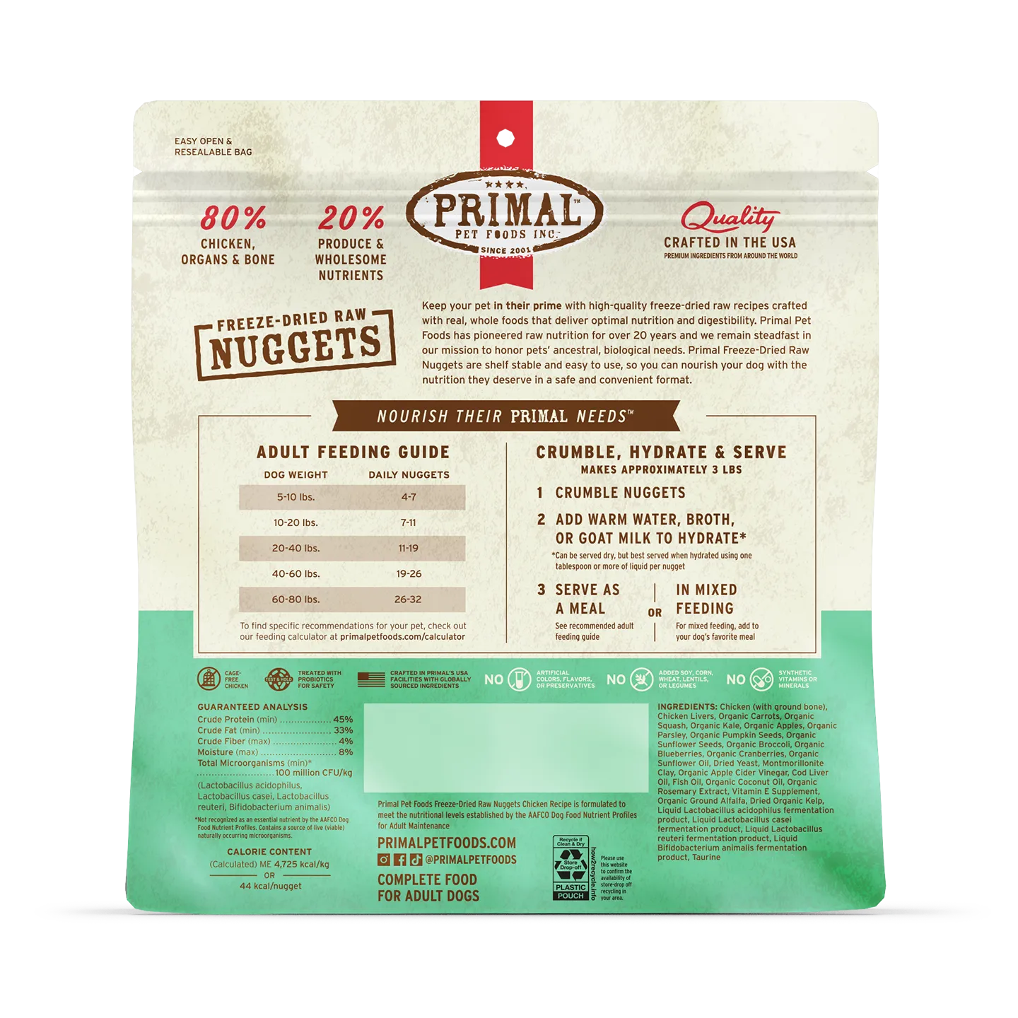 Freeze-Dried Raw Nuggets Dog Food <br> Chicken Recipe