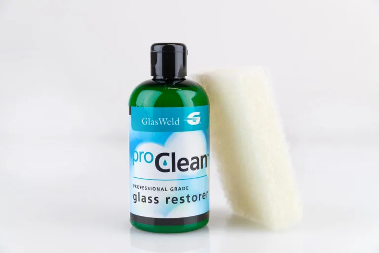 GlasWeld ProClean Hard Water Spot Remover Kit - Hard Water Remover for Water Spots on Glass, Metal & More - Includes Applicator Pad - Water Stain Remover for Glass, Shower Door Cleaner & Car Window