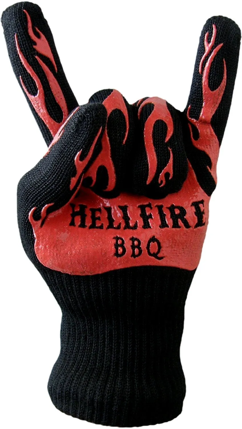 HellFire BBQ and Ove Gloves are Extremely Flame and Heat Resistant Barbecue Mitts with Silicone Fingers for Grilling, Smoker, Pit, Fireplace, Camping, or Kitchen Oven - EN407 Rated to 932 Fahrenheit