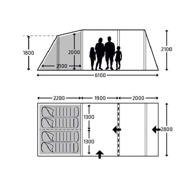 Kampa Hayling 4 Air Tent Package - Free Carpet and Footprint