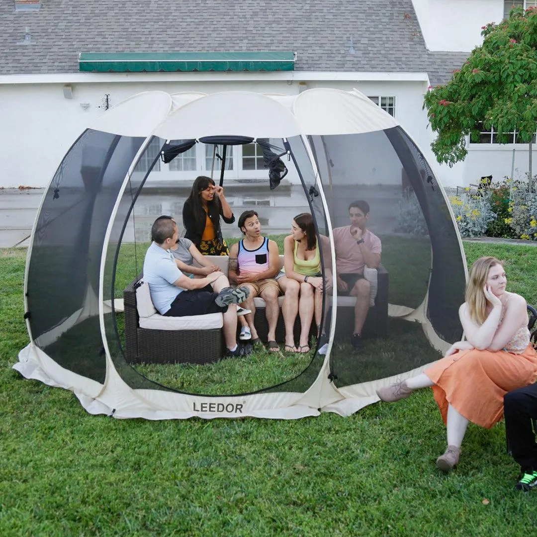 Leedor 12'x12' Gazebos for Patios Screen House Room 8-10 Person Canopy Mosquito Net Camping Tent Pop Up Sun Shade Shelter