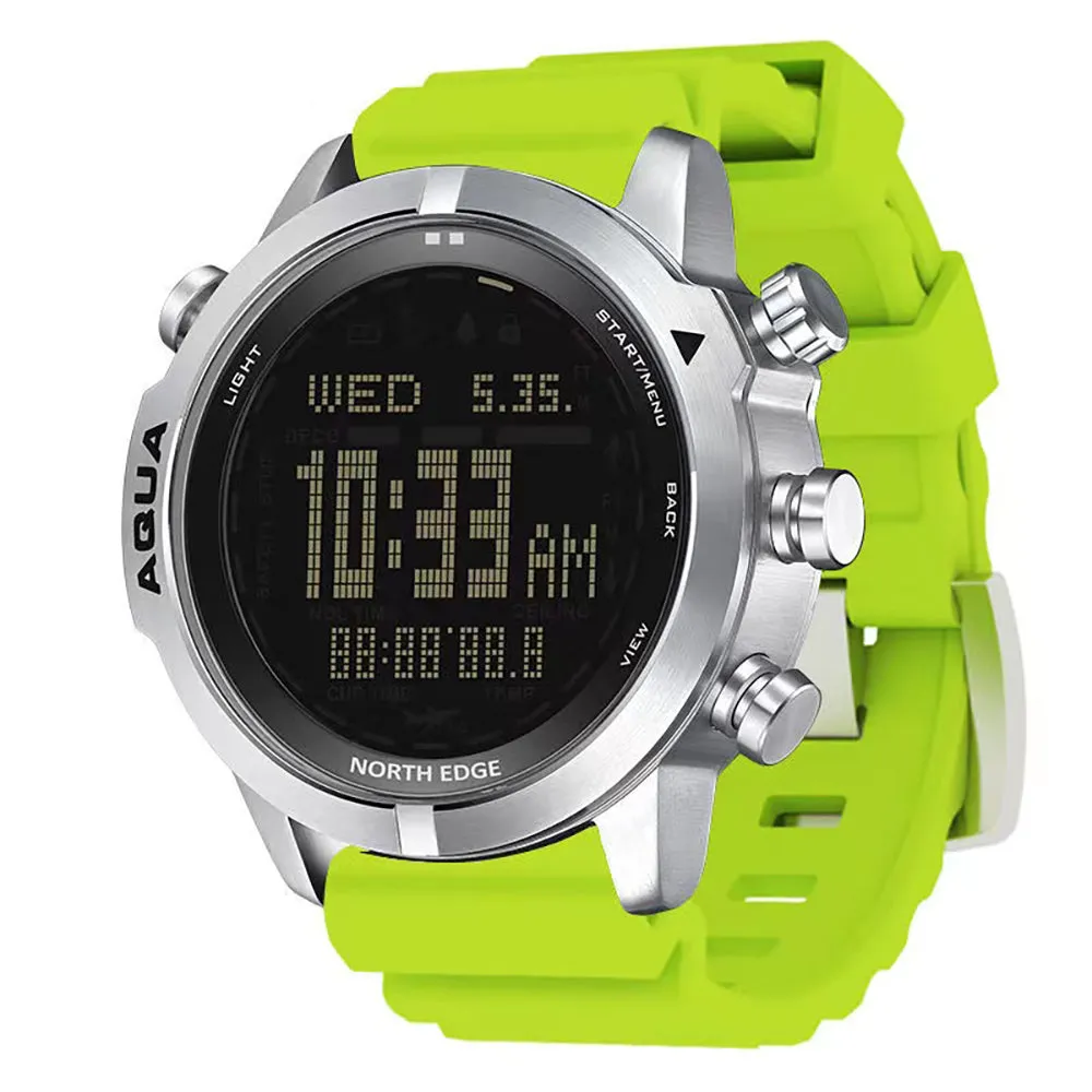 Men's Digital Diving Sports Silicone Strap Waterproof Watch Aqua