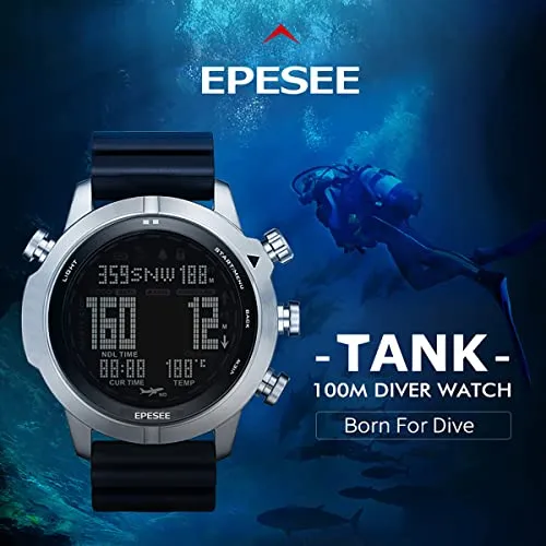 Men's Digital Diving Sports Silicone Strap Waterproof Watch Aqua