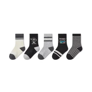 Music On Warm Breathable Boy 5pcs Crew Socks Set