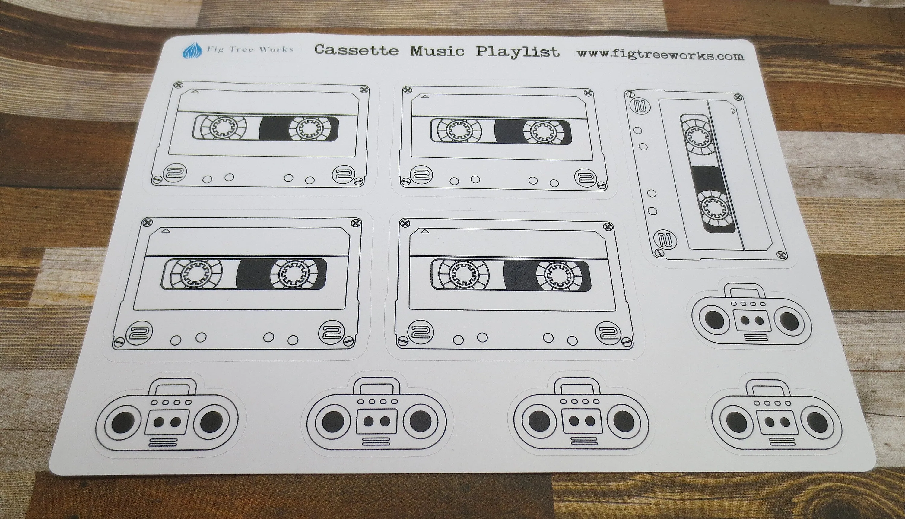 Music Tracker Stickers  | Cassette Boombox Playlist Sticker Sheet, Kiss Cut, Matte Finish | Planner Decoration