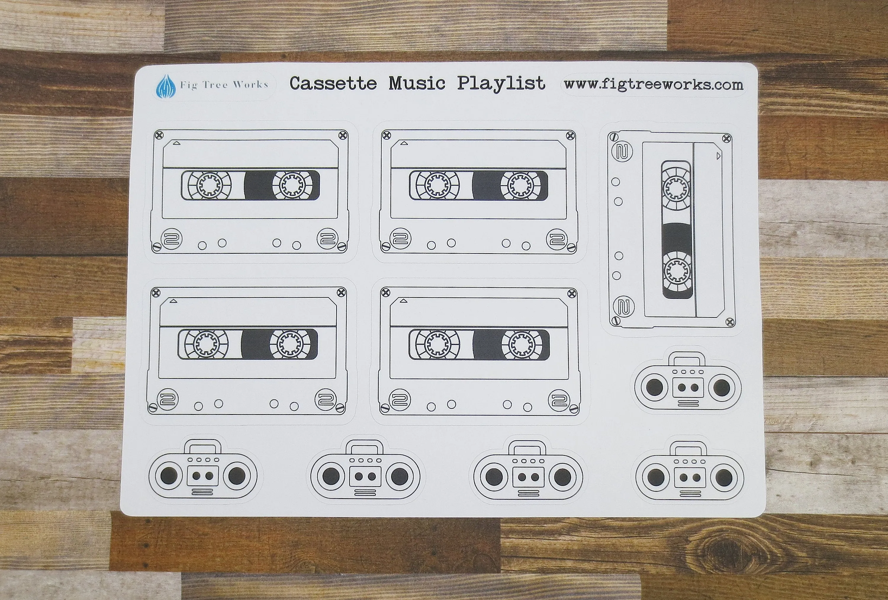 Music Tracker Stickers  | Cassette Boombox Playlist Sticker Sheet, Kiss Cut, Matte Finish | Planner Decoration