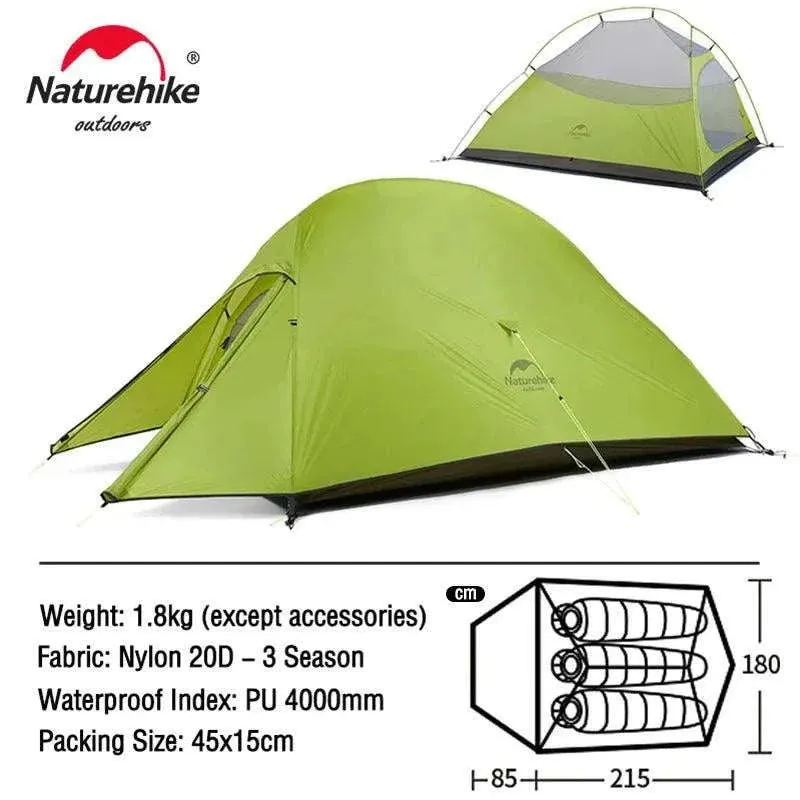 Naturehike Cloud Up Series All-Season, Ultralight Tent (Multiple Sizes)