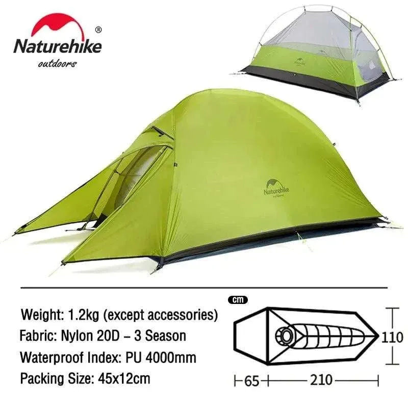 Naturehike Cloud Up Series All-Season, Ultralight Tent (Multiple Sizes)