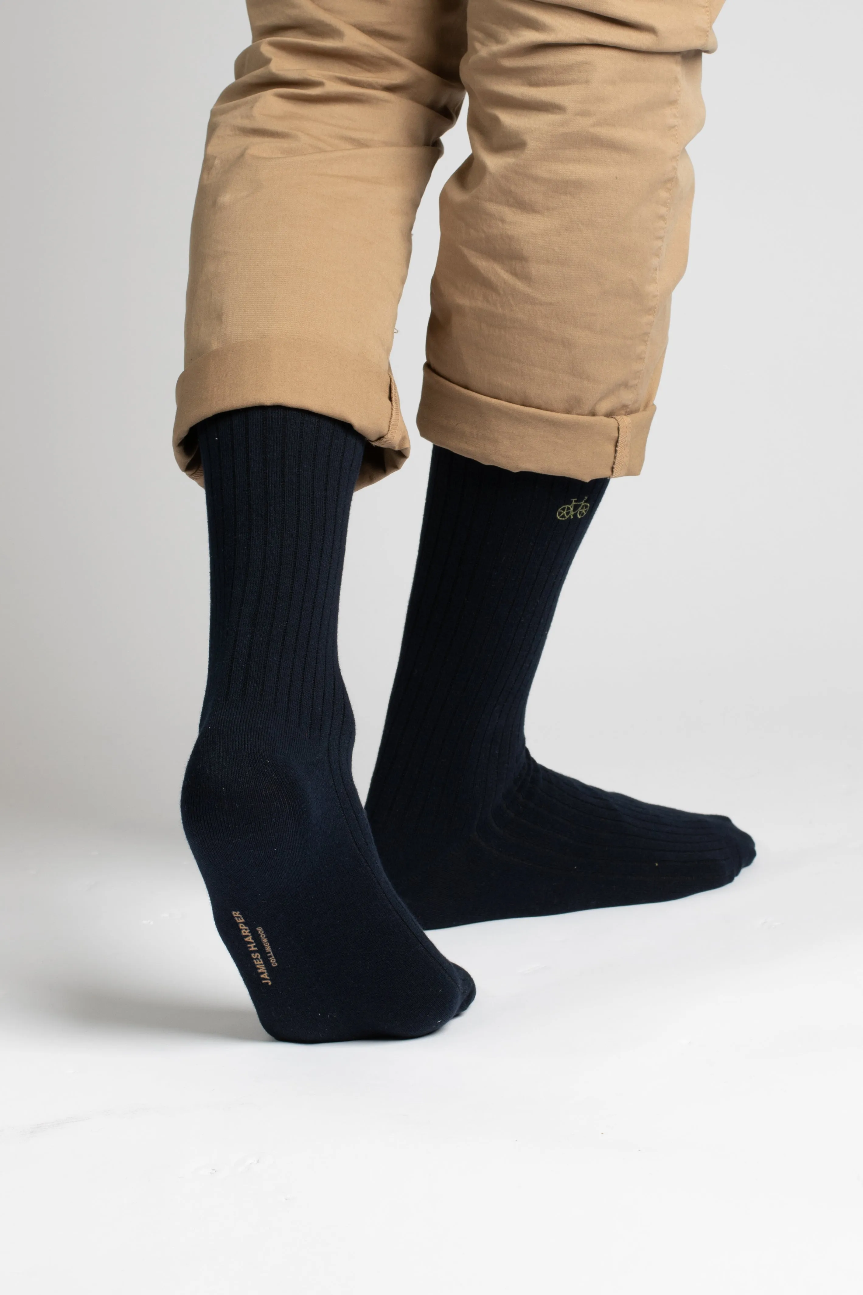 Navy Rib Socks