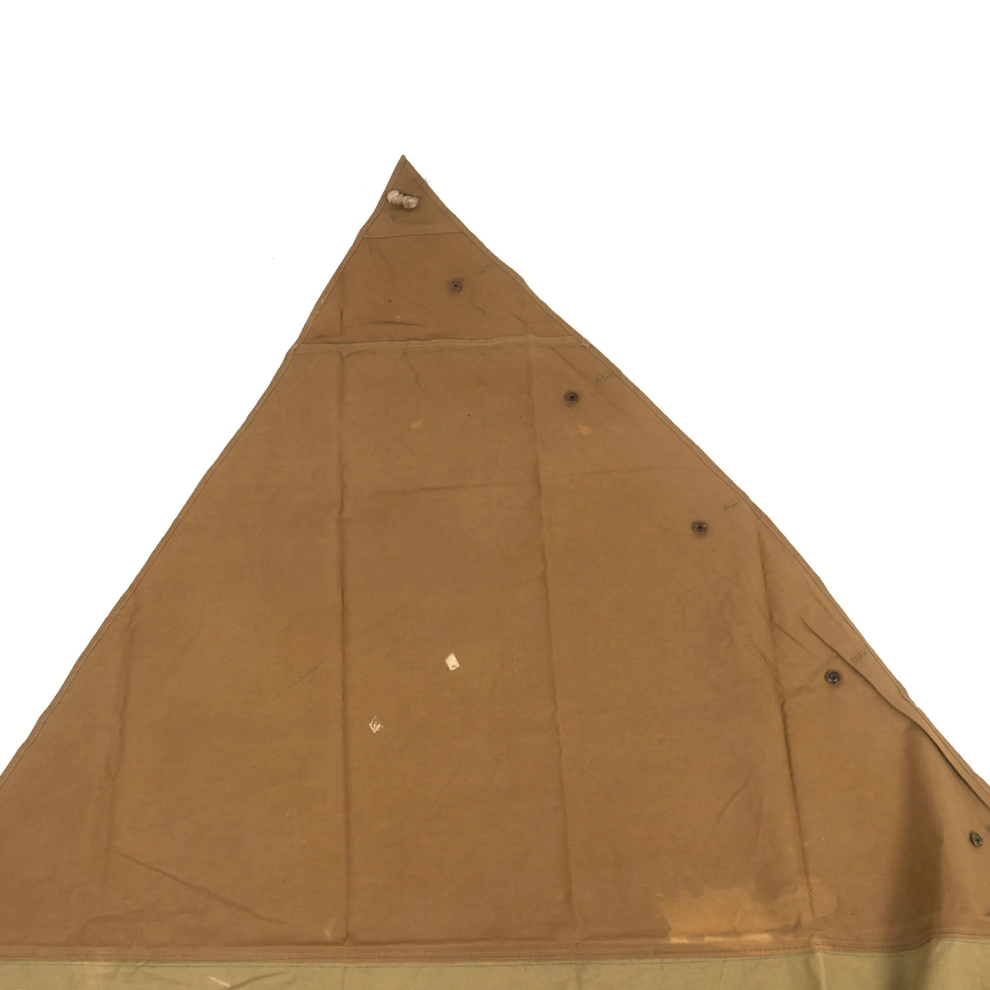 Unissued Original U.S. WWI M1910 Shelter Half with Matching Early Pattern Collapsible Tent Pole and Pegs - Perfect for Collectors and Outdoor Enthusiasts