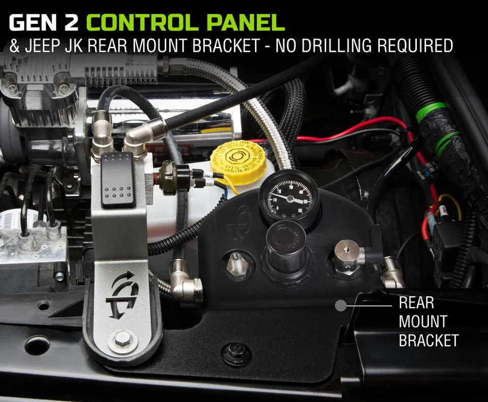 Overland Vehicle Systems 4 Tire Inflation System - Jeep Wrangler JK & JKU Engine Bay Mount Driver Side Rear