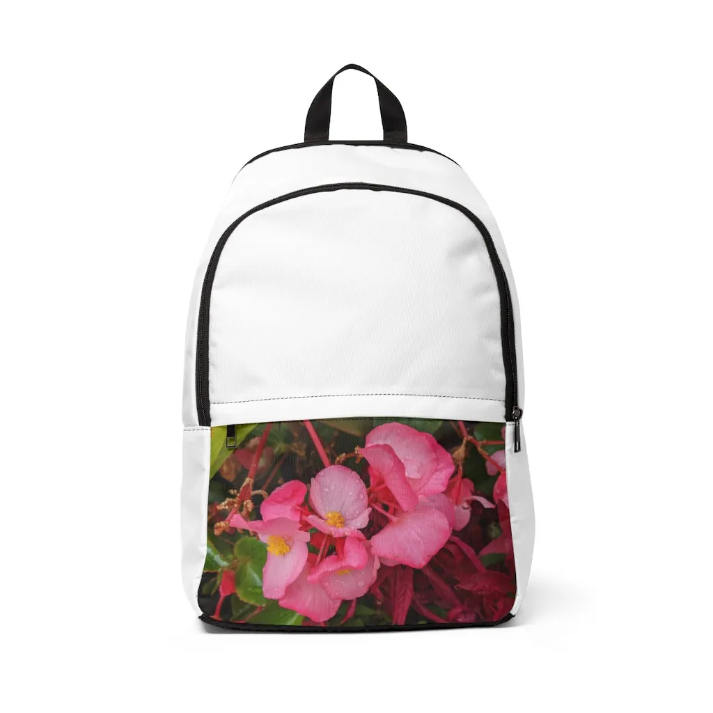 Pink Flowers Unisex Fabric Backpack