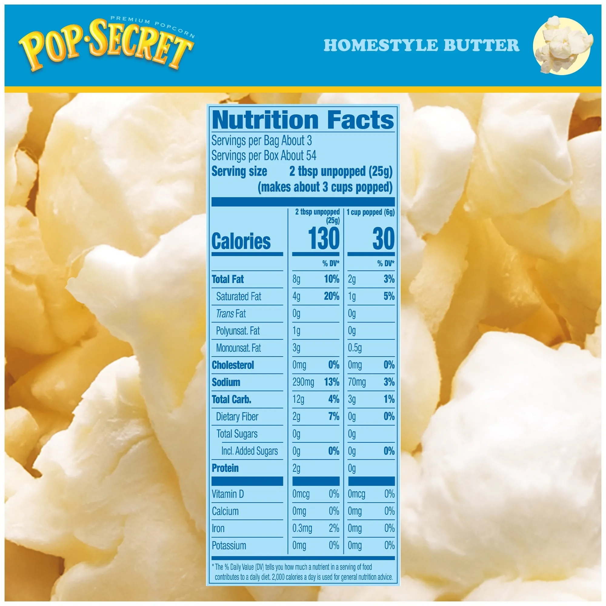 Pop Secret Microwave Popcorn, Homestyle Butter Flavor, 3 oz Sharing Bags, 18 Ct